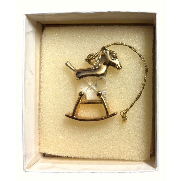 VTG Gold & Crystal Rocking Horse Ornament With 24K Gold Finish & Lead Austrian C - Picture 9 of 13